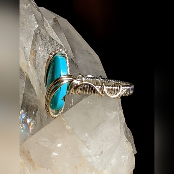 Artisan Sterling Silver Turquoise Ring Southwestern Statement Jewelry Sky Blue - Picture 8 of 15